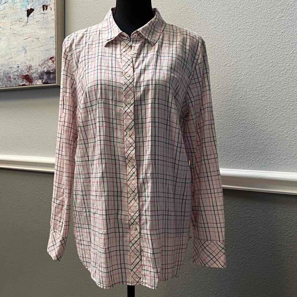 TALBOTS Button Down Long Sleeve plaid casual shirt Size L